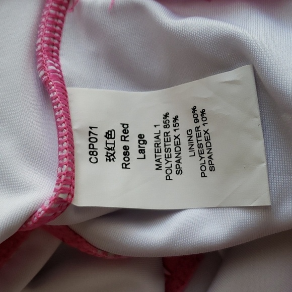 FERBIA Falbala High Waisted Ruffle Accented Bikini in Rose Red Size L - Picture 15 of 15